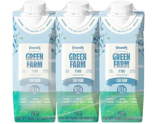 Lốc 3 Hộp Sữa Tiệt Trùng Green Farm Vinamilk Cao Đạm Ít Béo 250ml Vinamilk