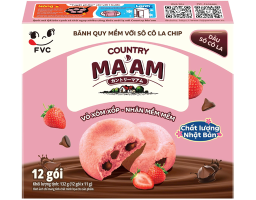 Bánh Quy Mềm Socola Chip Hương Dâu 132g Country Ma'Am
