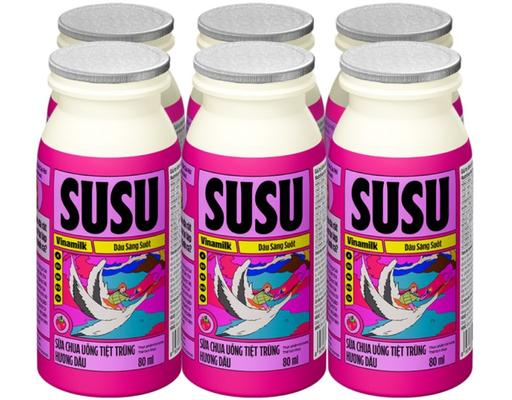 Lốc 6 Chai Sữa Chua Uống Hương Dâu 80ml Susu