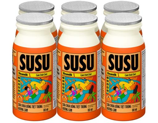 Lốc 6 Chai Sữa Chua Uống Hương Cam 80ml Susu