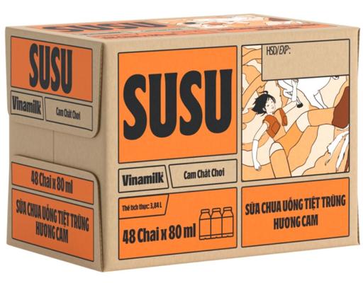 Thùng 48 Hộp Sữa Chua Uống Cam 80ml - 18934673300480 SuSu