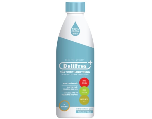 Sữa Tươi Thanh Trùng Ít Đường 900ml Delifres+