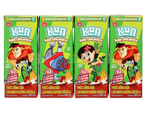 Lốc 4 Hộp Sữa Socola Lúa Mạch Lof Kun 180ml Kun