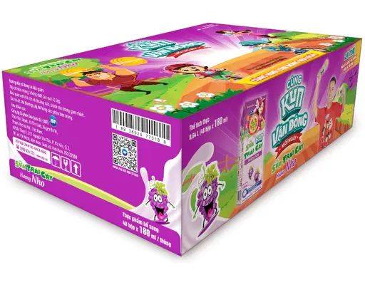 Thùng 48 Hộp Sữa Trái Cây Lof Kun Hương Nho 180ml Kun
