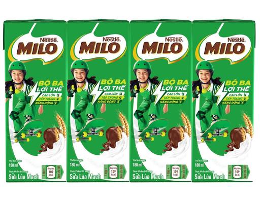 Lốc 4 Hộp Sữa Lúa Mạch Nestlé Milo 180ml Nestlé