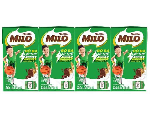 Lốc 4 Hộp Sữa Lúa Mạch Nestlé Milo 115ml Milo