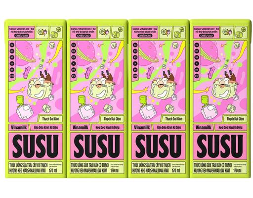 Lốc 4 Hộp Sữa Trái Cây Có Thạch Vinamilk Susu Hương Kẹo Marshmallow Kiwi 170ml Vinamilk