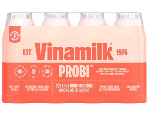Lốc 4 Sữa Chua Uống Probi Hương Đào Ít Đường 130ml Probi