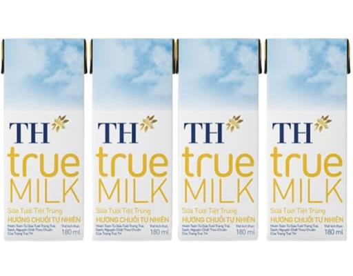 Lốc 4 Hộp Sữa Tươi Tiệt Trùng TH True Milk Hương Chuối 180ml TH True Milk
