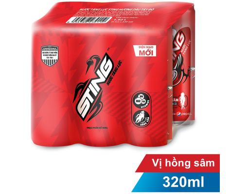 Lốc 6 Lon Nước Tăng Lực Red Sleek 320ml Sting