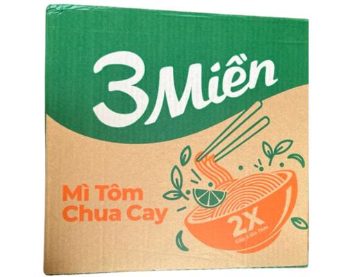 Thùng 30 Gói Mì 3 Miền Reeva Vị Tôm Chua Cay Gói 65g Reeva