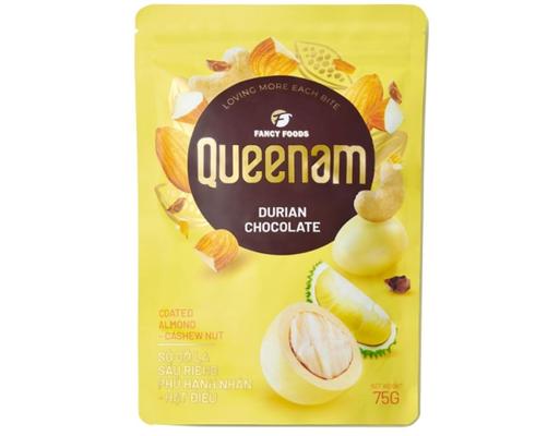 Sô Cô La Sầu Riêng Phủ Hạnh Nhân, Hạt Điều 75g Queenam