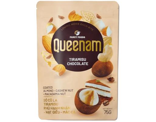 Sô Cô La Tiramisu Phủ Hạnh Nhân - Hạt Điều - Macca 75g Queenam
