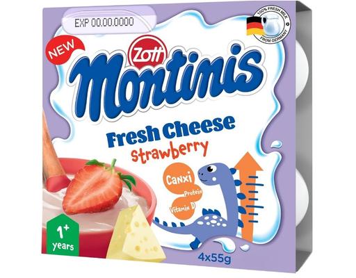 Hộp 4 Cái Phô Mai Tươi Montinis Hương Dâu 55g Zott