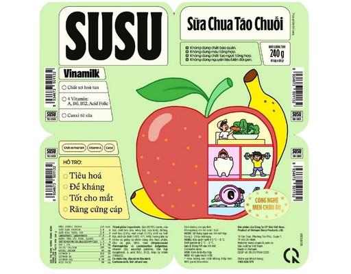 Lốc 4 Hộp Sữa Chua Ăn Táo Chuối Susu 60g Vinamilk