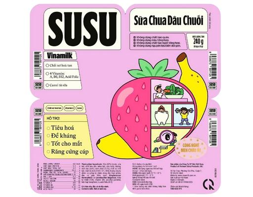 Lốc 4 Hộp Sữa Chua Ăn Dâu Chuối Susu 60g Vinamilk