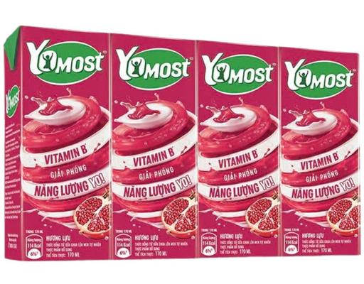 Lốc 4 Hộp Sữa Chua Uống Hương Lựu 170ml Yomost