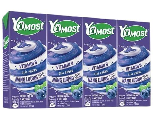 Lốc 4 Hộp Sữa Chua Uống Hương Bạc Hà Và Việt Quất 170ml Yomost