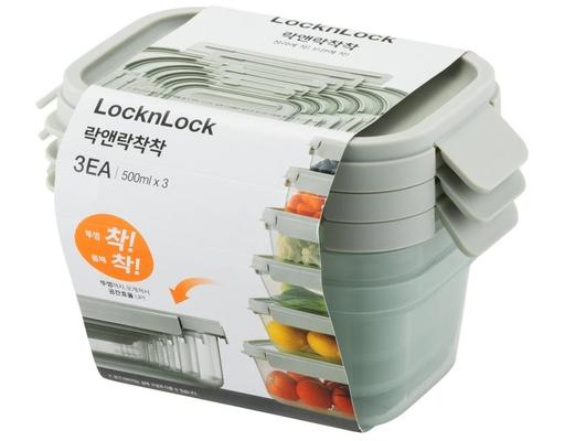 Bộ 3 Hộp Chakchak 500ml Màu Xanh LTN320S3 LocknLock