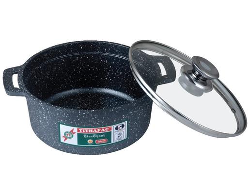 Nồi Hợp Kim Nhôm Vân Đá Nắp Kính Bếp Từ 16cm Tithafac