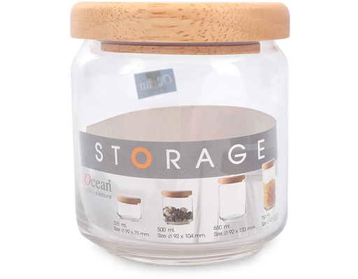 Hũ Thủy Tinh Pop Jar Nắp Gỗ 500ml Ocean