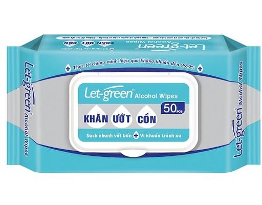 Khăn Ướt Cồn Kháng Khuẩn 50 Tờ Let-green
