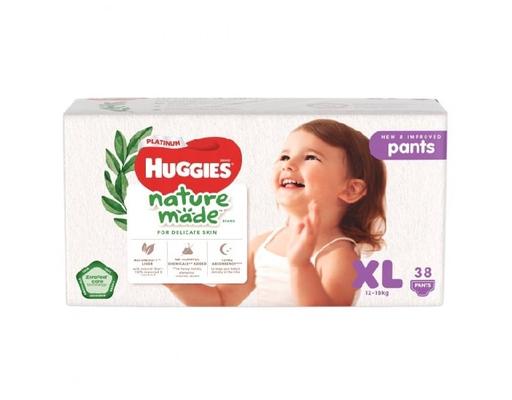 Huggies Tã Quần Platinum Nature Made XL38 Cho Bé 12-18kg 38 Miếng