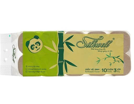 Giấy Vệ Sinh Tre 3 Lớp 10 Cuộn Silkwell