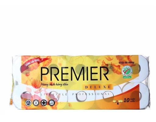 Giấy Vệ Sinh 3 Lớp Deluxe Vàng 10 Cuộn Premier Deluxe