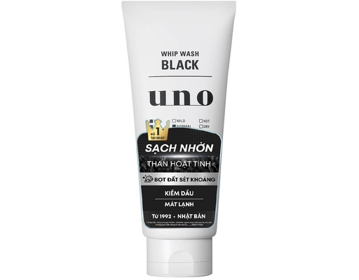 Sữa Rửa Mặt Cho Nam Tạo Bọt Sạch Nhờn Whip Wash Black 130g Uno