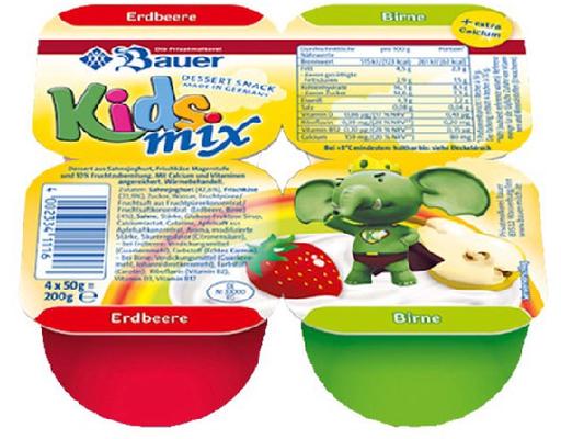 Phô Mai Hoa Quả Kids Mix Vị Dâu Lê - 4 x 50g Bauer